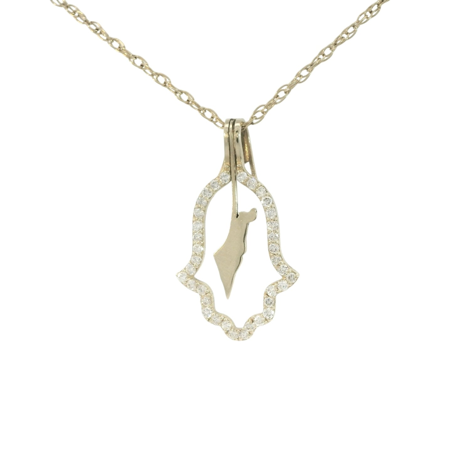 Hamsa Halo Protecting Israel. "Spread over Her a Shelter of Peace". 2 Piece Complete Pendant set, Hamsa and Israel are separate