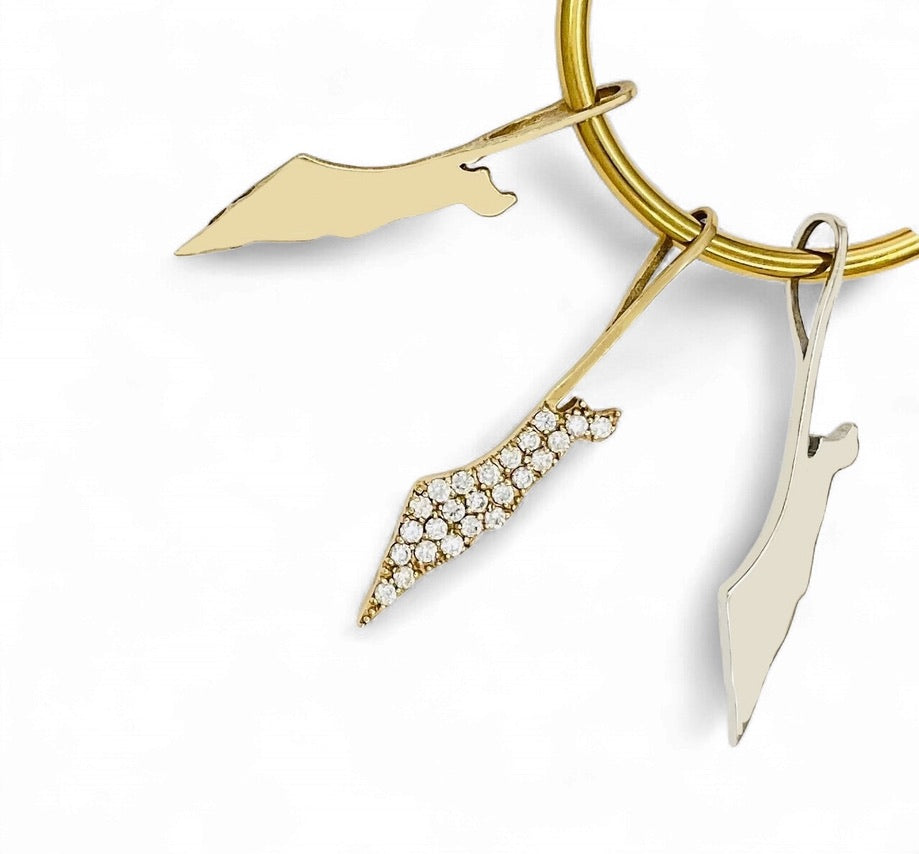 Halo Protecting Israel, 2 Piece Mini Star of David with Israel Map