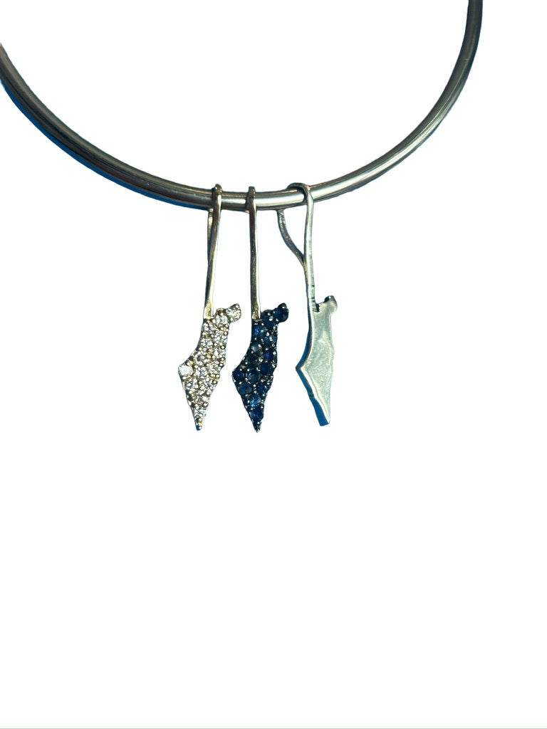 Halo Protecting Israel, 2 Piece Mini Star of David with Israel Map