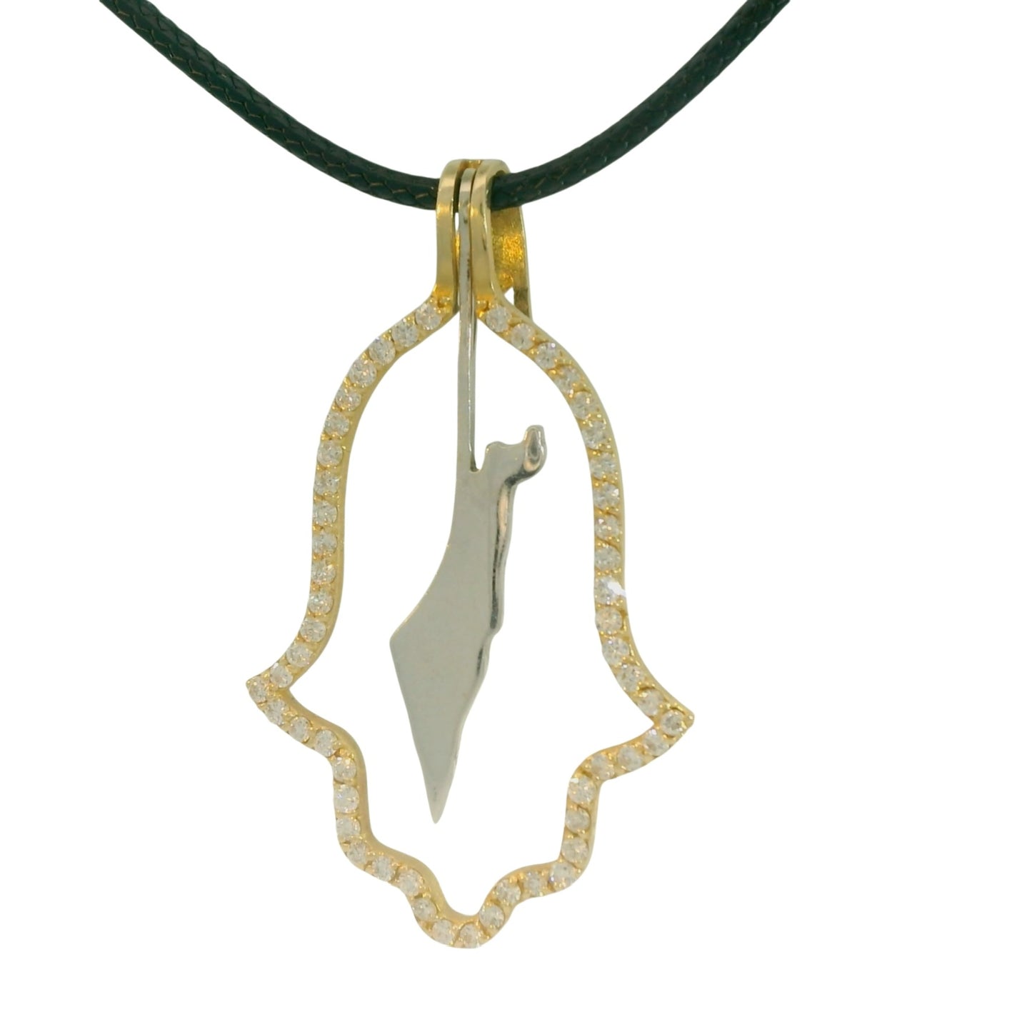 Hamsa Halo Protecting Israel. "Spread over Her a Shelter of Peace". 2 Piece Complete Pendant set, Hamsa and Israel are separate