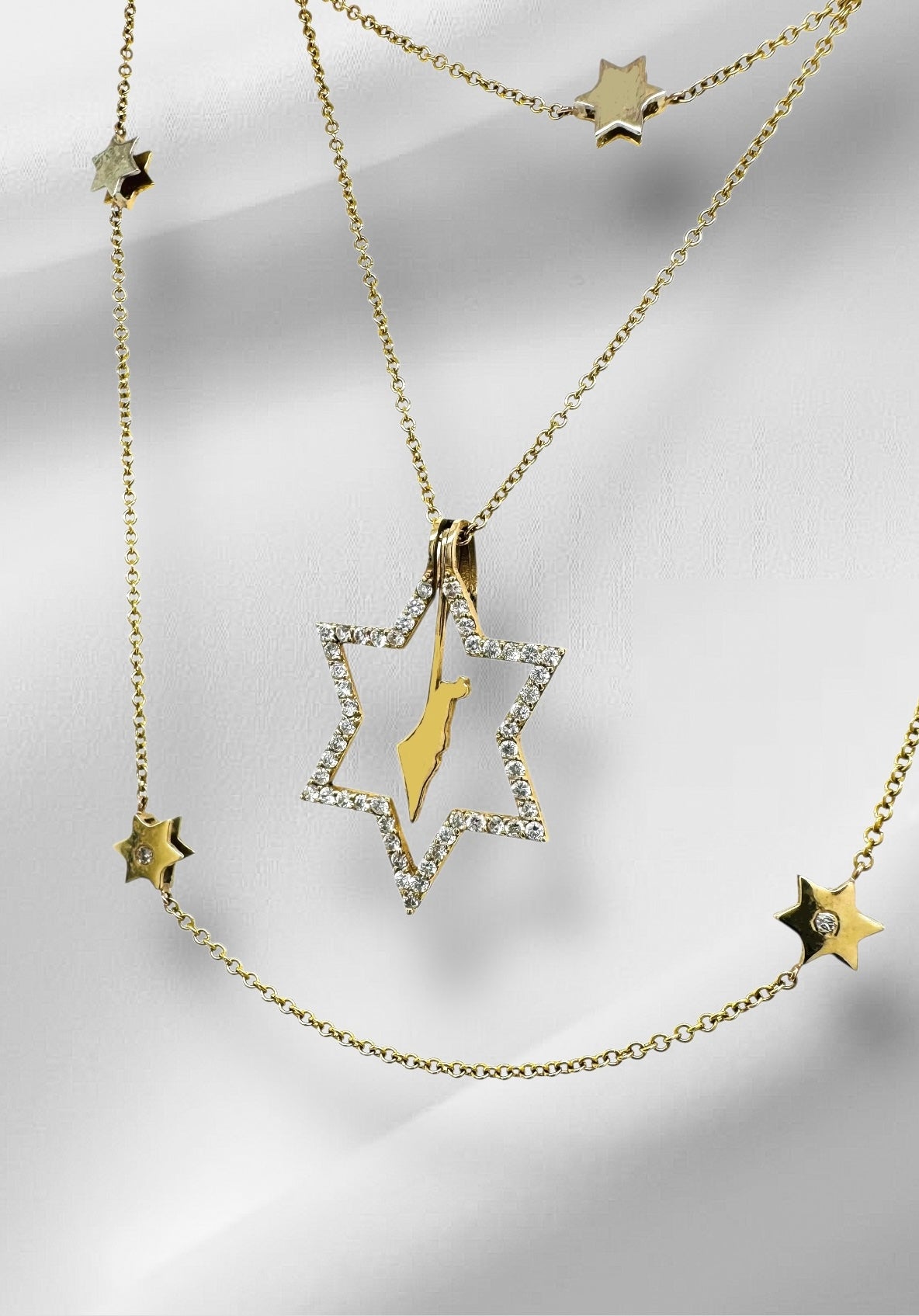 Halo Protecting Israel, 2 Piece Mini Star of David with Israel Map