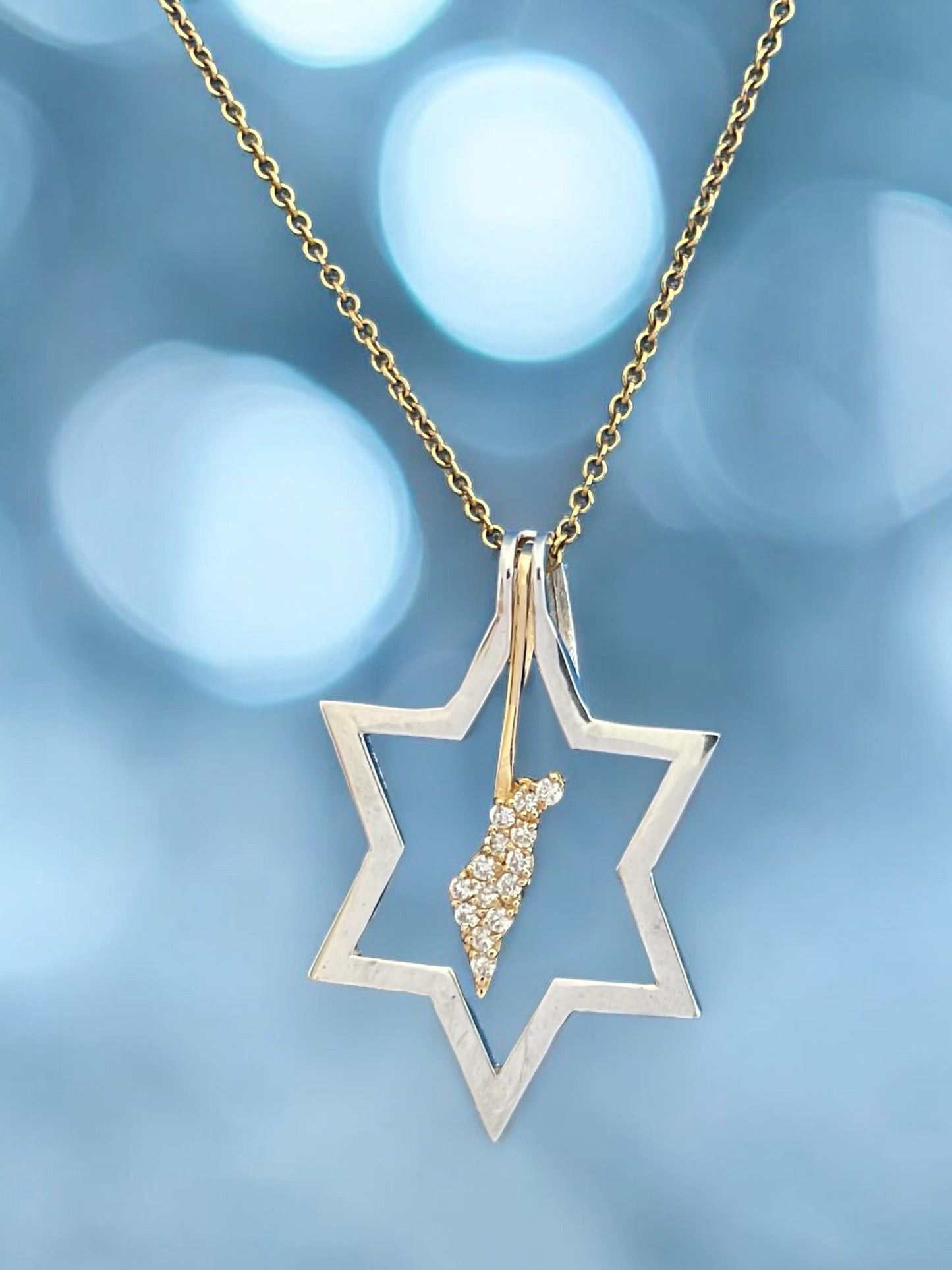 Halo Protecting Israel, 2 Piece Mini Star of David with Israel Map