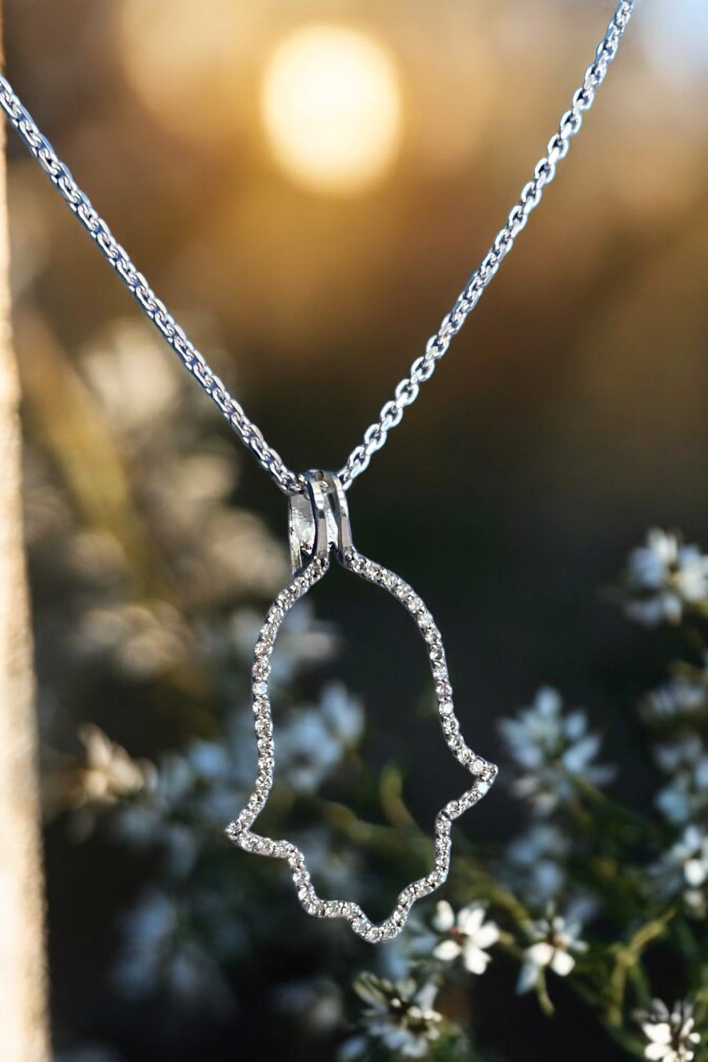 Hamsa Halo Protecting Israel. "Spread over Her a Shelter of Peace". 2 Piece Complete Pendant set, Hamsa and Israel are separate