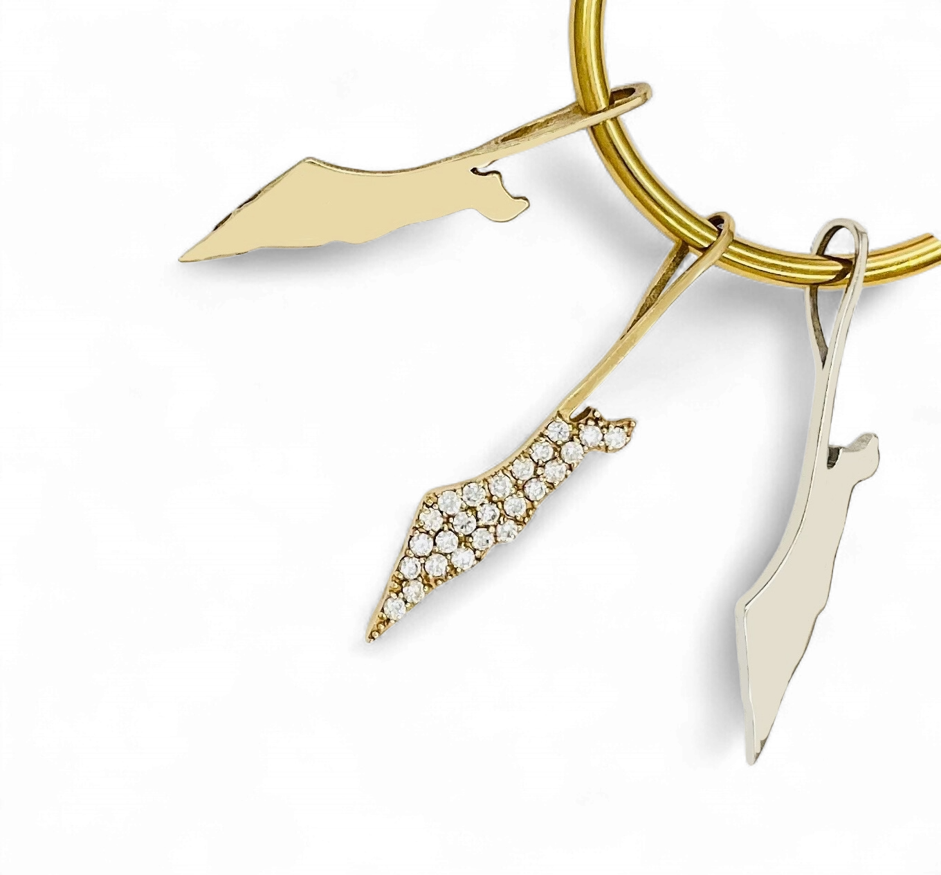 Hamsa Halo Protecting Israel. "Spread over Her a Shelter of Peace". 2 Piece Complete Pendant set, Hamsa and Israel are separate